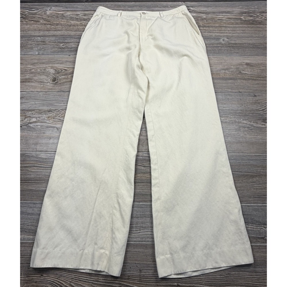 VTG Banana‎ Republic Wide Leg Mid Rise Linen Blend Trousers Pant Size 12 Career
